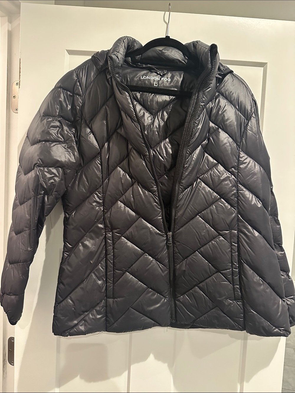 London Fog Women's Quilted Puffer Jacket — Charcoal Gray